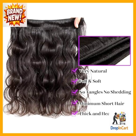 Body Wave Human Hair Extensions 4 Bundles Remy Virgin Soft Silky Natural